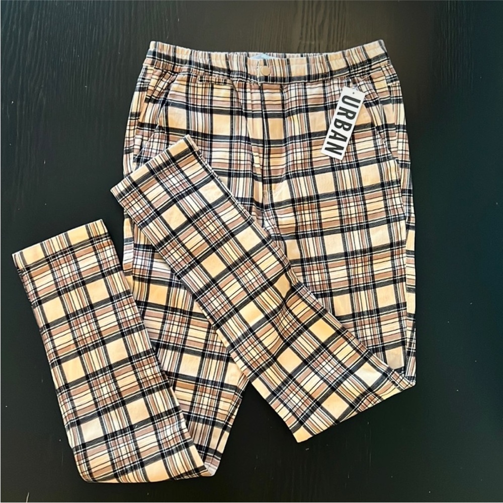 Plaid twill trousers